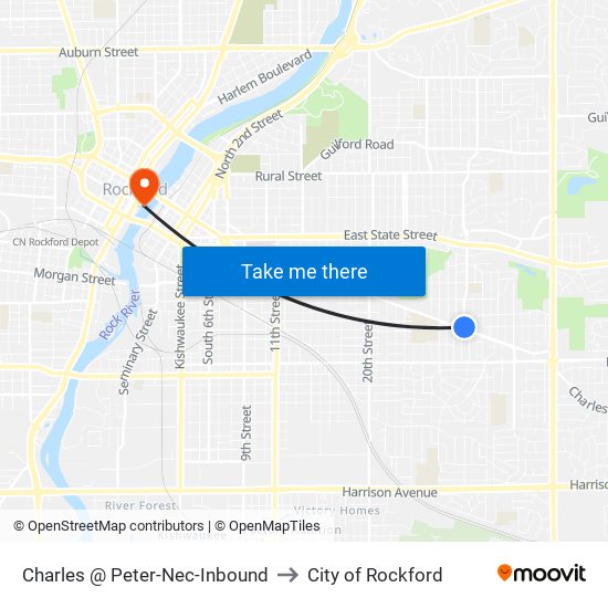 Charles @ Peter-Nec-Inbound to City of Rockford map