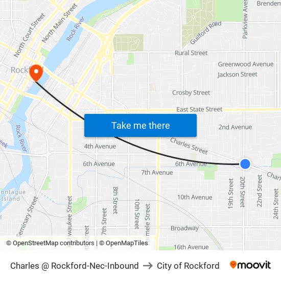 Charles @ Rockford-Nec-Inbound to City of Rockford map