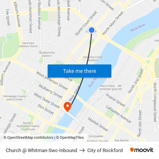 Church @ Whitman-Swc-Inbound to City of Rockford map