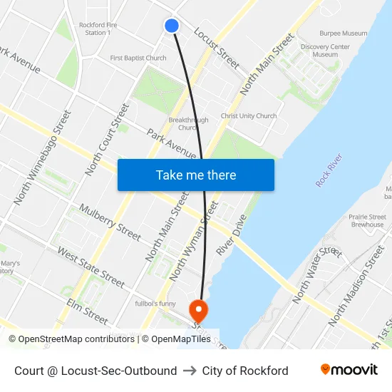 Court @ Locust-Sec-Outbound to City of Rockford map
