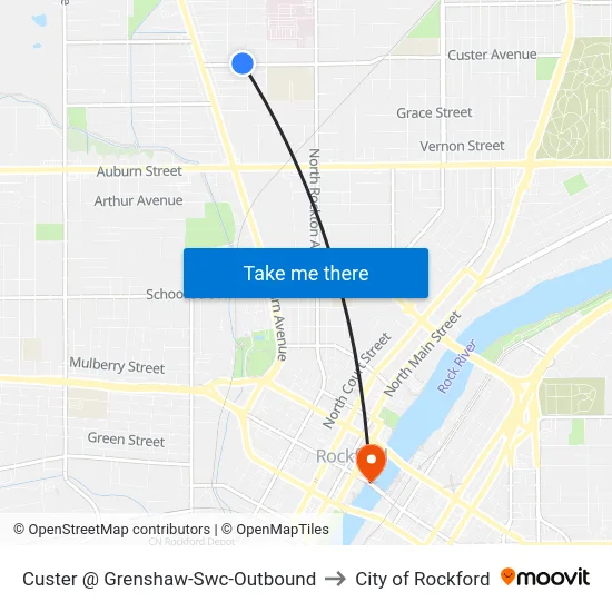 Custer @ Grenshaw-Swc-Outbound to City of Rockford map