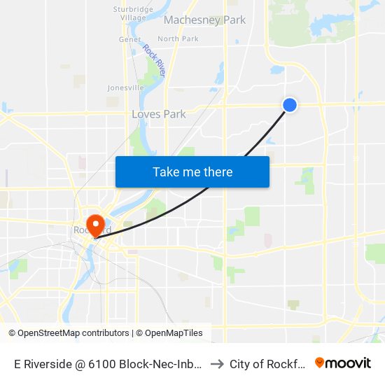 E Riverside @ 6100 Block-Nec-Inbound to City of Rockford map