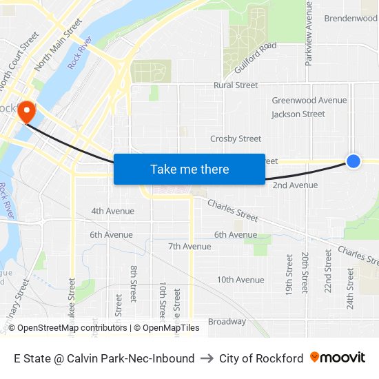 E State @ Calvin Park-Nec-Inbound to City of Rockford map