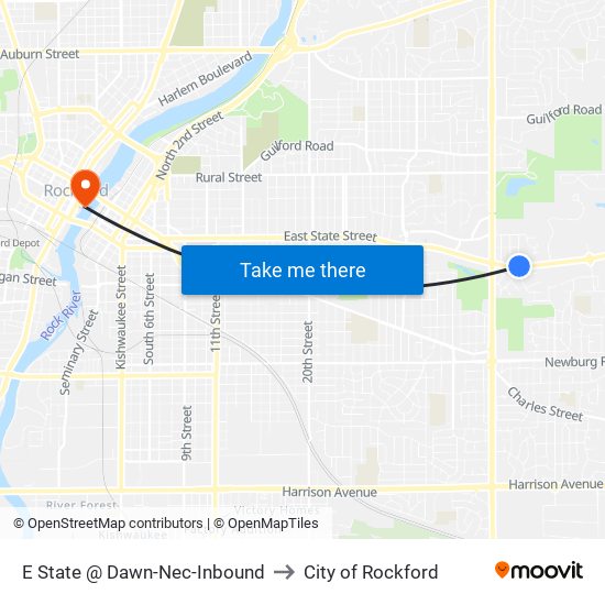 E State @ Dawn-Nec-Inbound to City of Rockford map