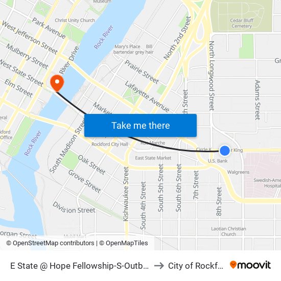 E State @ Hope Fellowship-S-Outbound to City of Rockford map