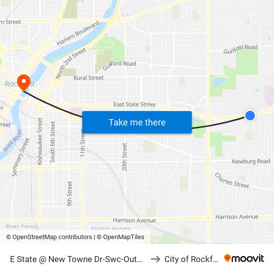 E State @ New Towne Dr-Swc-Outbound to City of Rockford map