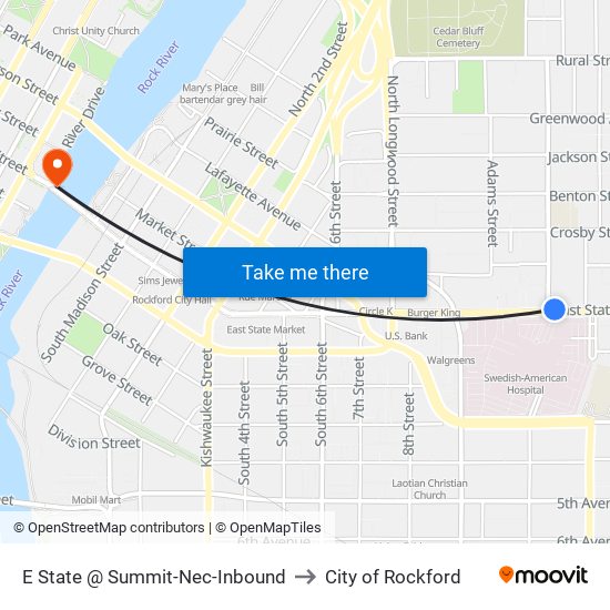 E State @ Summit-Nec-Inbound to City of Rockford map