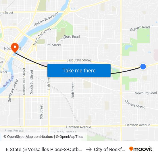 E State @ Versailles Place-S-Outbound to City of Rockford map