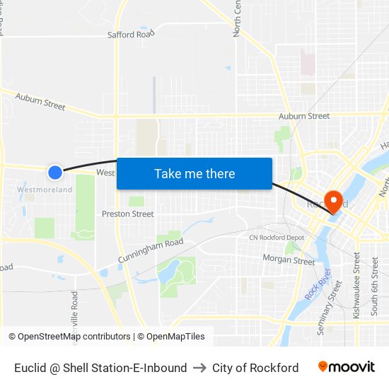 Euclid @ Shell Station-E-Inbound to City of Rockford map