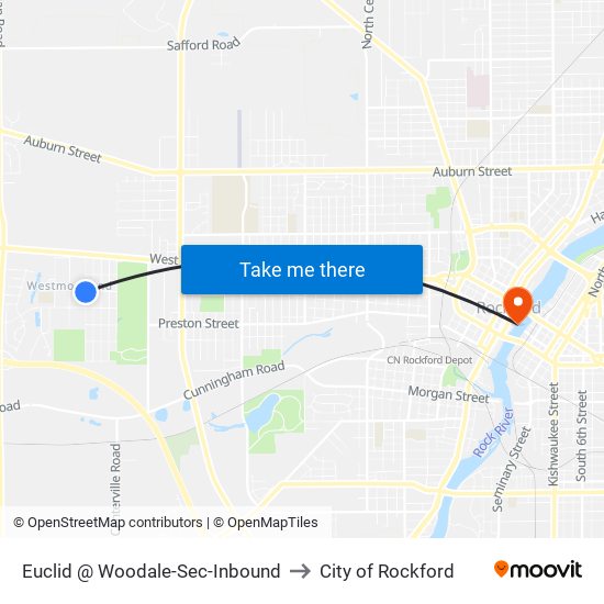 Euclid @ Woodale-Sec-Inbound to City of Rockford map