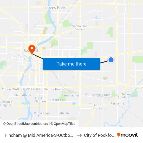 Fincham @ Mid America-S-Outbound to City of Rockford map