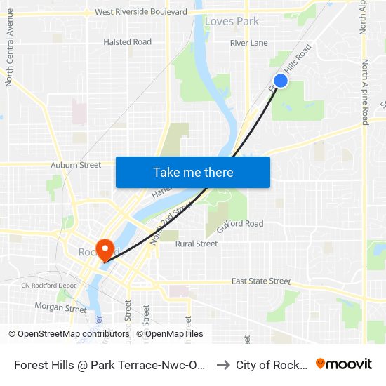 Forest Hills @ Park Terrace-Nwc-Outbound to City of Rockford map