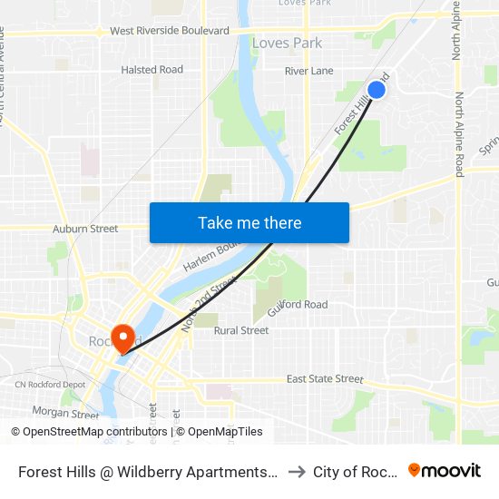 Forest Hills @ Wildberry Apartments-E-Outbound to City of Rockford map