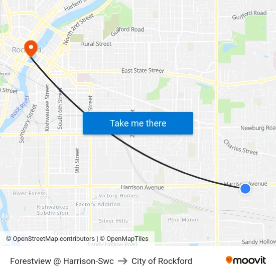 Forestview @ Harrison-Swc to City of Rockford map