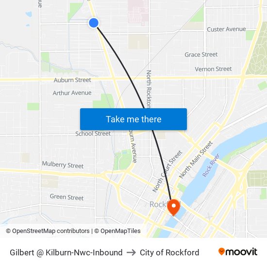 Gilbert @ Kilburn-Nwc-Inbound to City of Rockford map