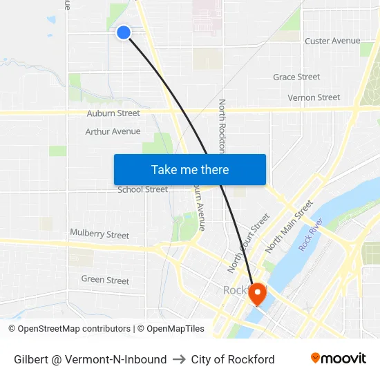 Gilbert @ Vermont-N-Inbound to City of Rockford map