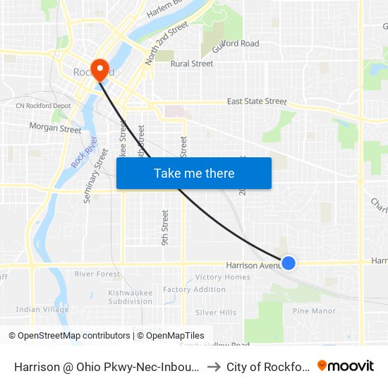 Harrison @ Ohio Pkwy-Nec-Inbound to City of Rockford map