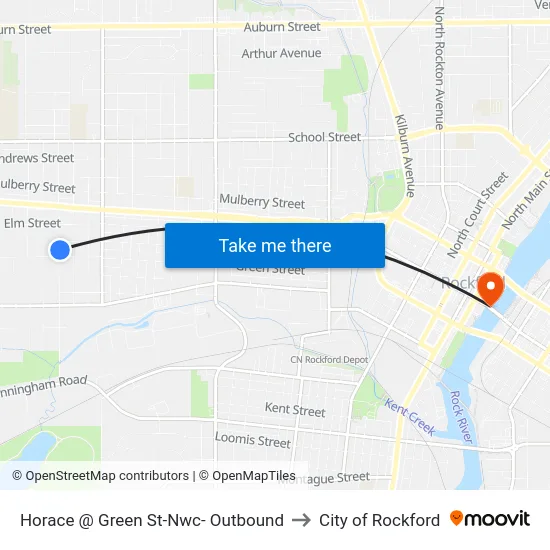 Horace  @ Green St-Nwc- Outbound to City of Rockford map