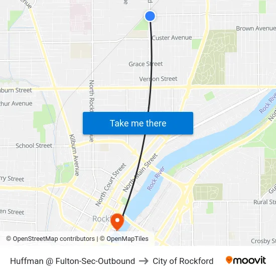 Huffman @ Fulton-Sec-Outbound to City of Rockford map