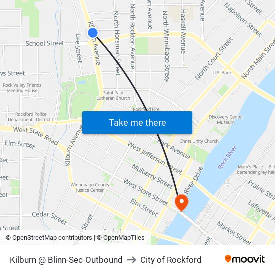 Kilburn @ Blinn-Sec-Outbound to City of Rockford map