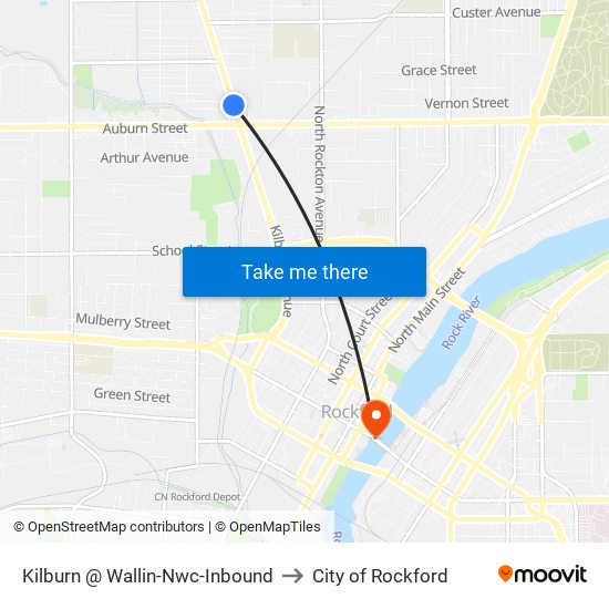 Kilburn @ Wallin-Nwc-Inbound to City of Rockford map