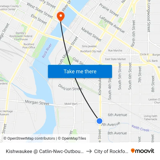 Kishwaukee @ Catlin-Nwc-Outbound to City of Rockford map