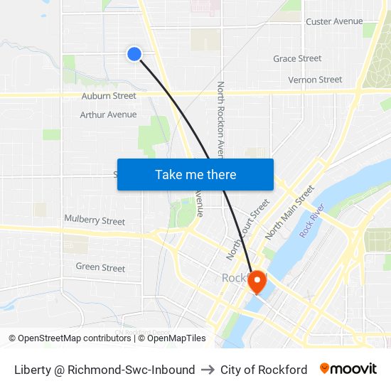 Liberty @ Richmond-Swc-Inbound to City of Rockford map