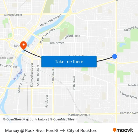 Morsay @ Rock River Ford-S to City of Rockford map