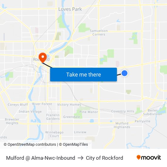 Mulford @ Alma-Nwc-Inbound to City of Rockford map