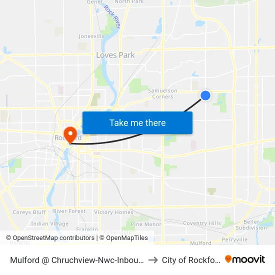 Mulford @ Chruchview-Nwc-Inbound to City of Rockford map