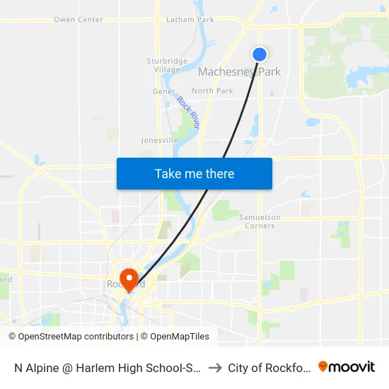 N Alpine @ Harlem High School-Sec to City of Rockford map