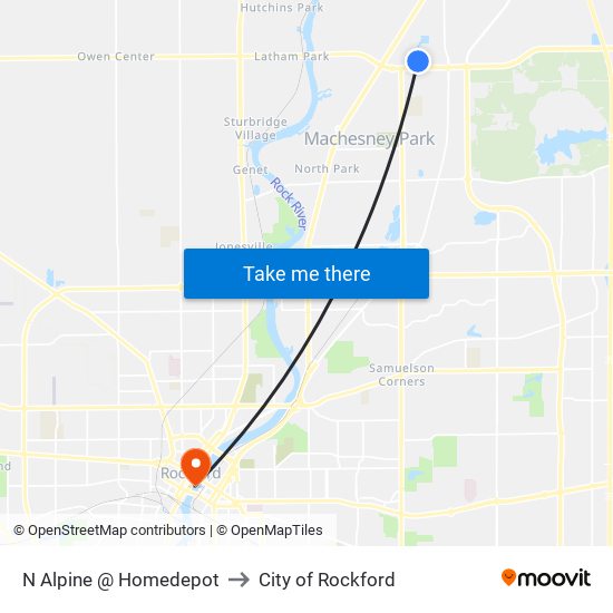 N Alpine @ Homedepot to City of Rockford map