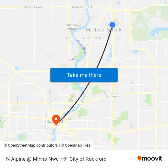 N Alpine @ Minns-Nwc to City of Rockford map
