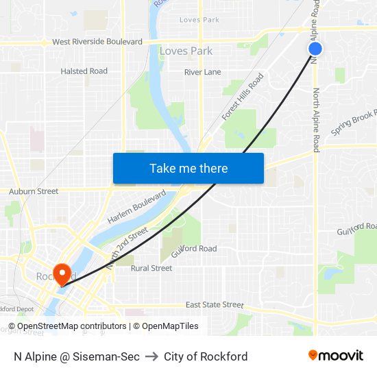 N Alpine @ Siseman-Sec to City of Rockford map