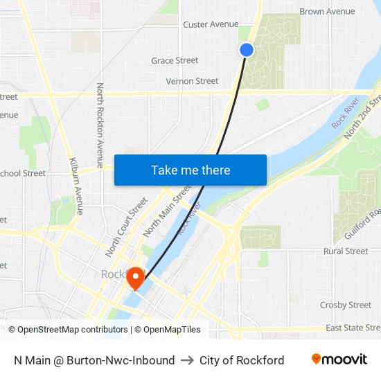 N Main @ Burton-Nwc-Inbound to City of Rockford map