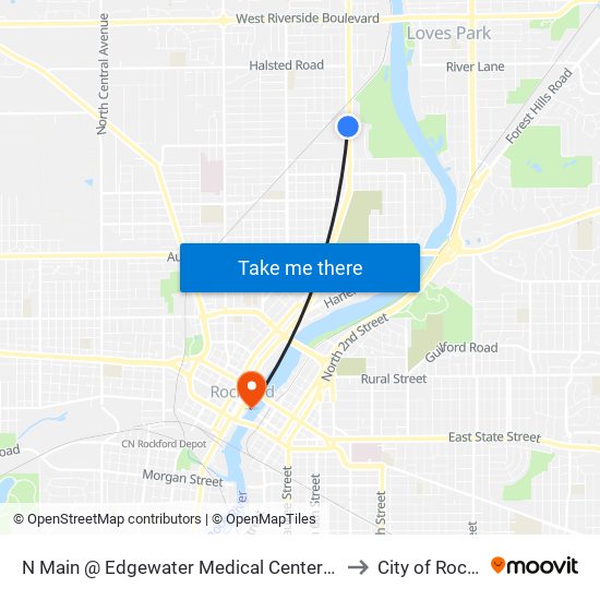 N Main @ Edgewater Medical Center- W- Inbound to City of Rockford map