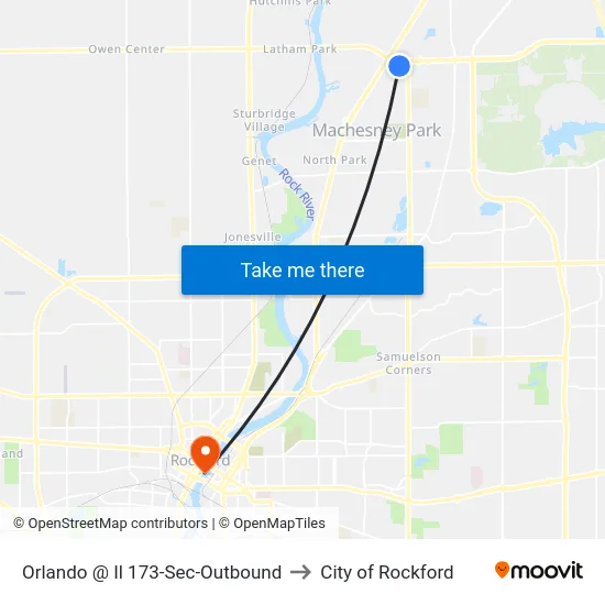 Orlando @ Il 173-Sec-Outbound to City of Rockford map