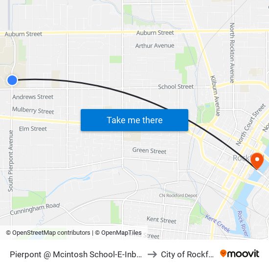 Pierpont @ Mcintosh School-E-Inbound to City of Rockford map