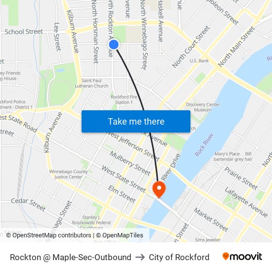 Rockton @ Maple-Sec-Outbound to City of Rockford map