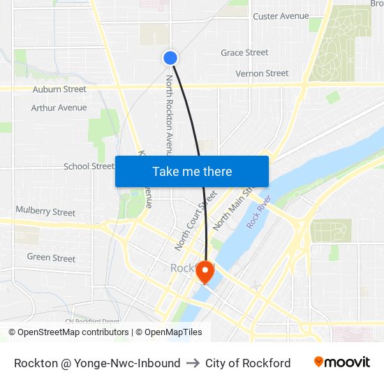 Rockton @ Yonge-Nwc-Inbound to City of Rockford map
