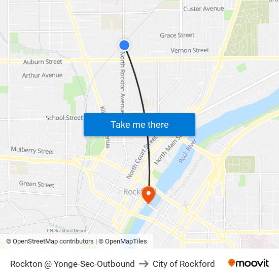 Rockton @ Yonge-Sec-Outbound to City of Rockford map