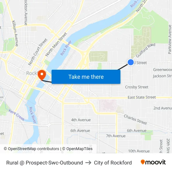 Rural @ Prospect-Swc-Outbound to City of Rockford map
