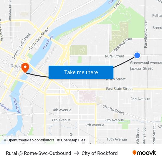 Rural @ Rome-Swc-Outbound to City of Rockford map