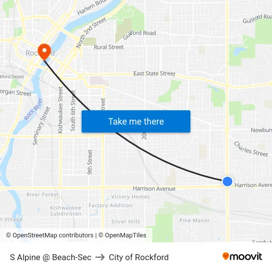 S Alpine @ Beach-Sec to City of Rockford map