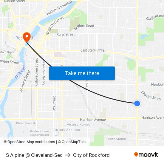 S Alpine @ Cleveland-Sec to City of Rockford map