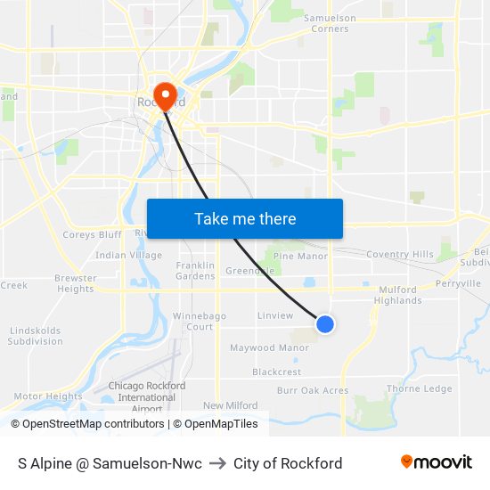 S Alpine @ Samuelson-Nwc to City of Rockford map