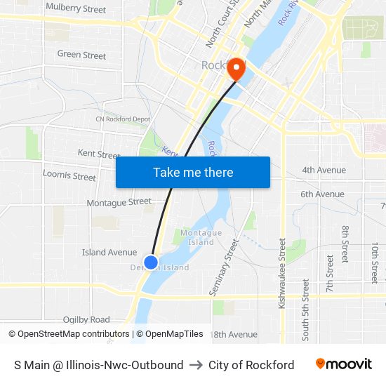 S Main @ Illinois-Nwc-Outbound to City of Rockford map