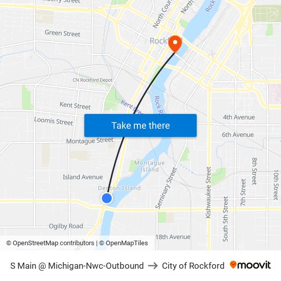S Main @ Michigan-Nwc-Outbound to City of Rockford map