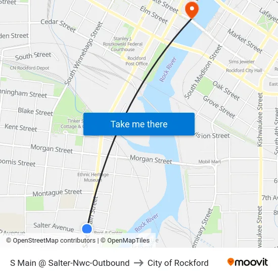 S Main @ Salter-Nwc-Outbound to City of Rockford map