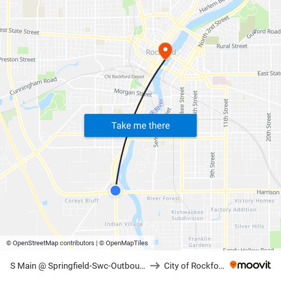 S Main @ Springfield-Swc-Outbound to City of Rockford map